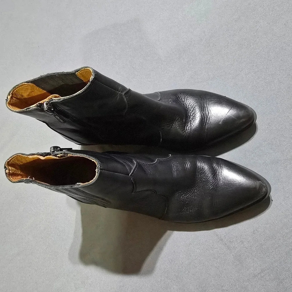 Pikolinos Vergel Western Ankle Boots 39 8.5 Black LeatherPointed Toe Block Heel